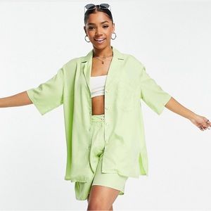ASOS Short Set w/ Oversized Button up top & Pleated Bottoms